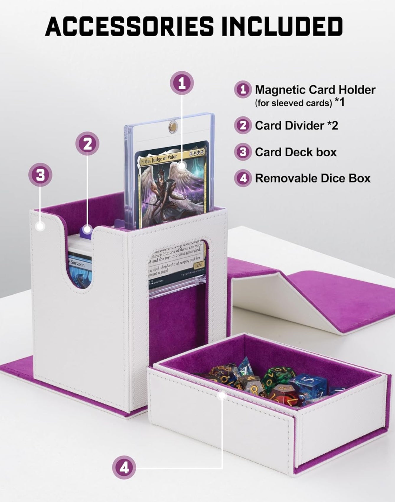 ZLCA Commander Deck Box with Nerd Nation GLO Window Insert (White& Purple)