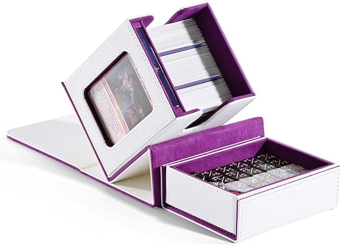 ZLCA Commander Deck Box with Nerd Nation GLO Window Insert (White& Purple)