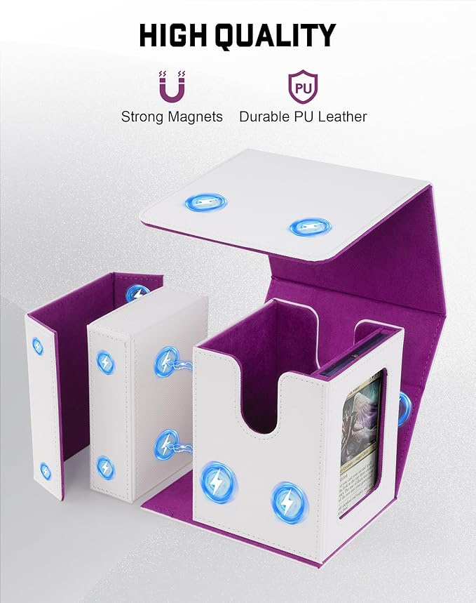 ZLCA Commander Deck Box with Nerd Nation GLO Window Insert (White& Purple)
