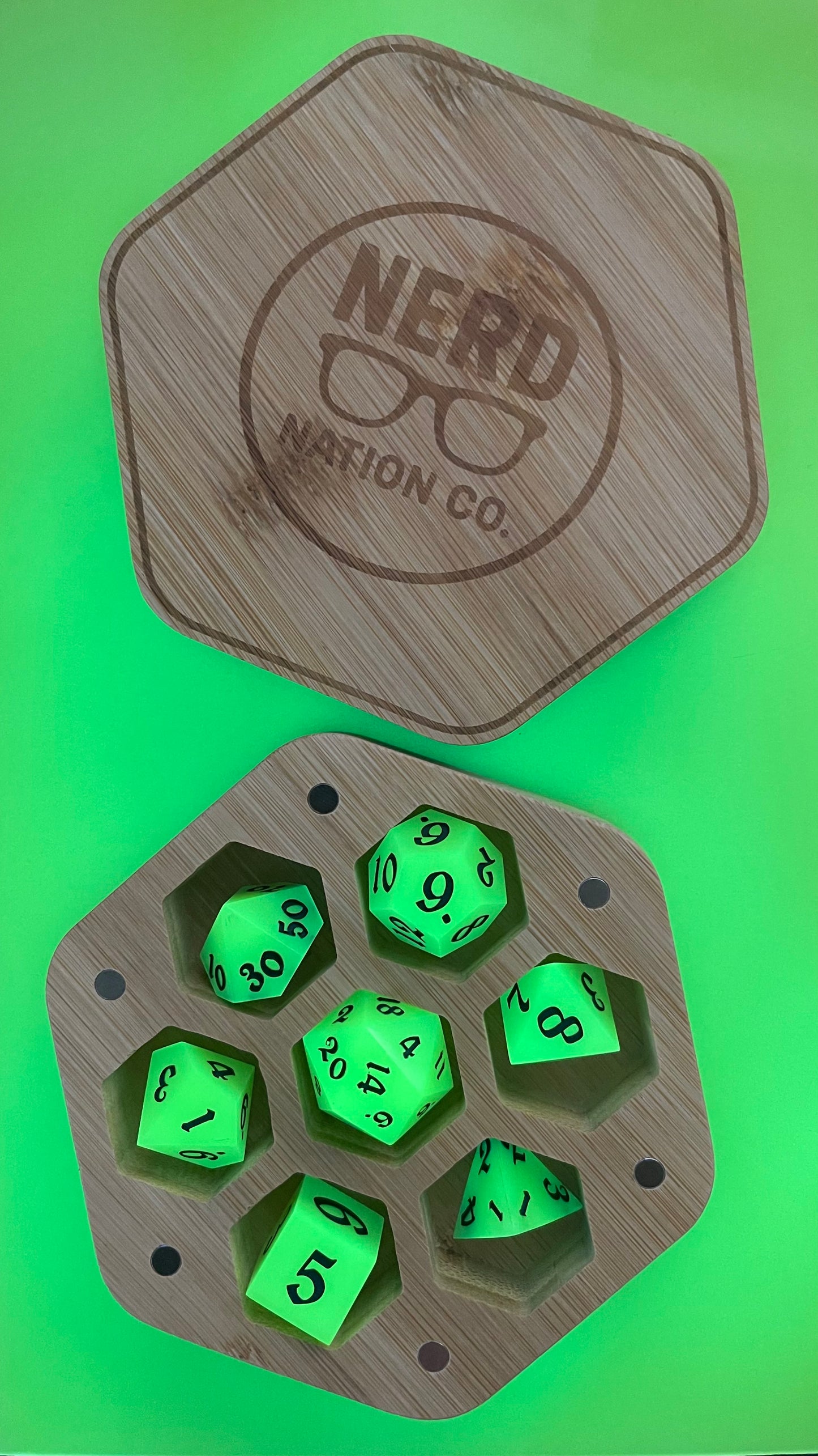 "Nice Dice" Toxic Green Glow Resin Set
