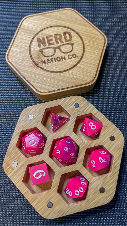 “Nice Dice" Mandarin Sunset Glow Resin Set