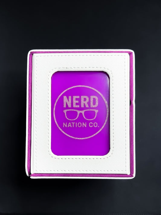 ZLCA Commander Deck Box with Nerd Nation GLO Window Insert (White& Purple)